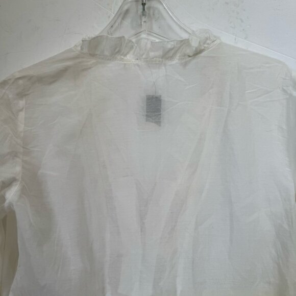 Tahari NEW ELISE Silk Cotton Ruffle Blouse Top Lightweight Sheer Slits Neutral S - Picture 4 of 15